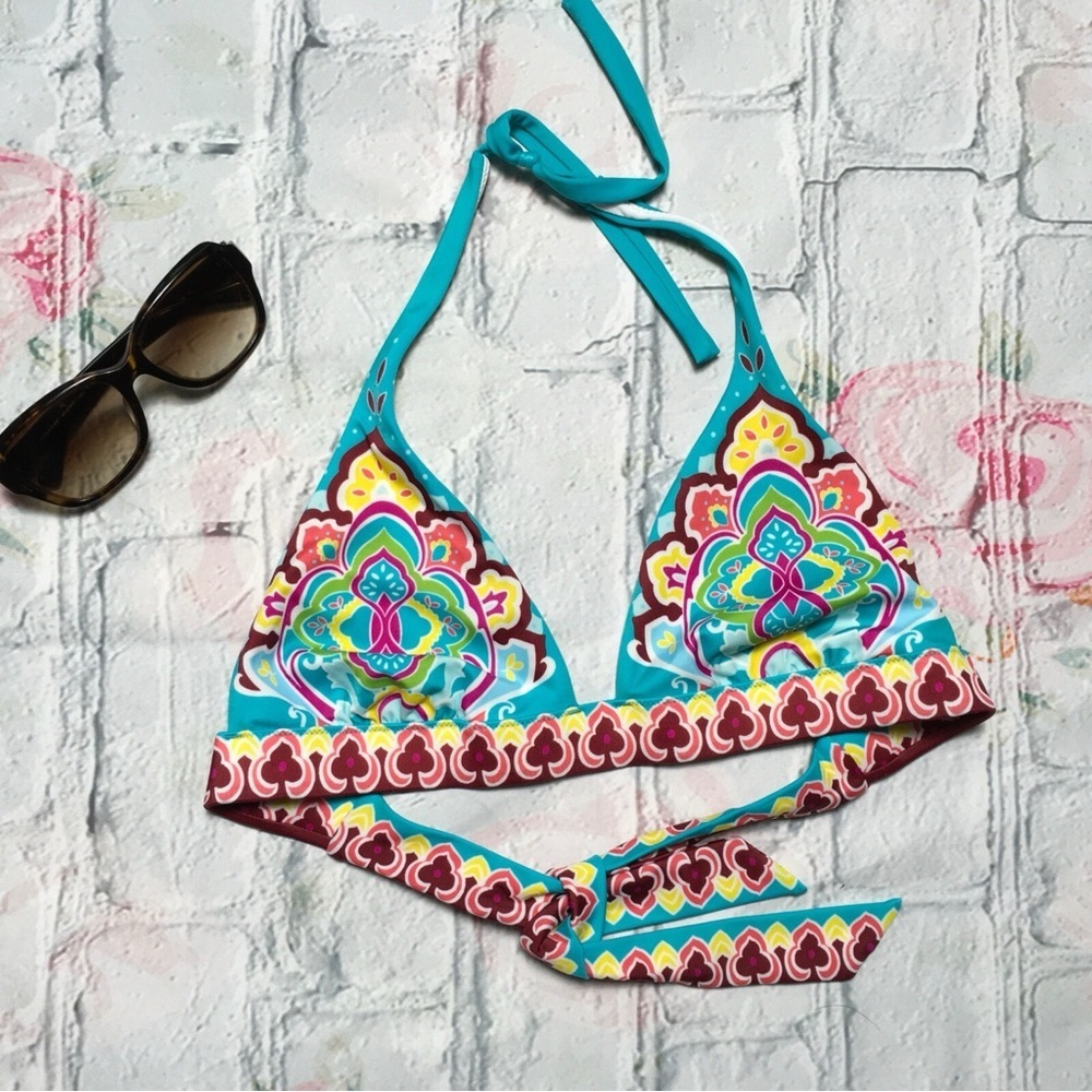 Y2K 2000s Victoria’s Secret Multicolor Mosaic Print Bikini Top Size Small